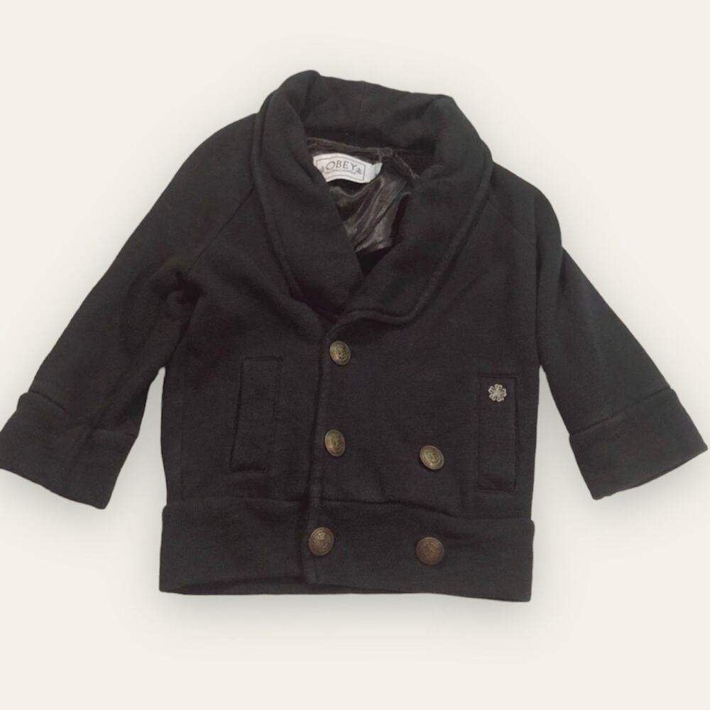 Obey Propaganda Black Peacoat Button Up Jacket